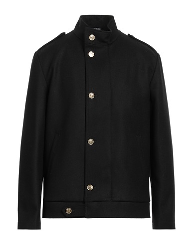 GREY DANIELE ALESSANDRINI Coat Black 70% Wool, 25% Polyester, 5% Polyamide