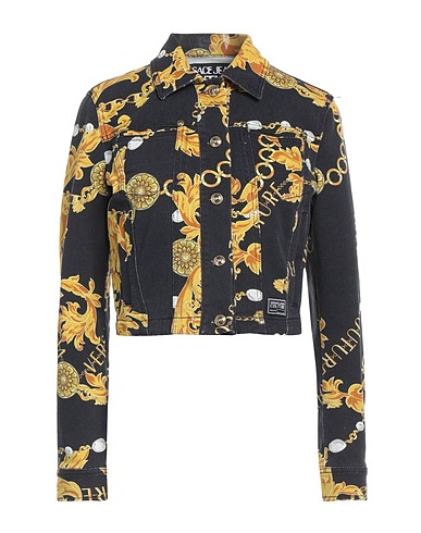 VERSACE JEANS COUTURE Denim jacket Black 97% Cotton, 3% Elastane