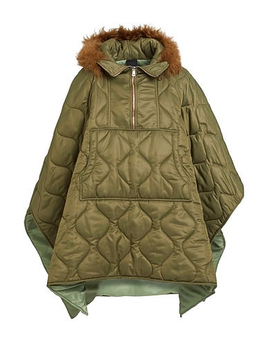 BLANCHA Cloak Military green 67% Polyester, 29% Polyamide, 4% Polypropylene, Shearling