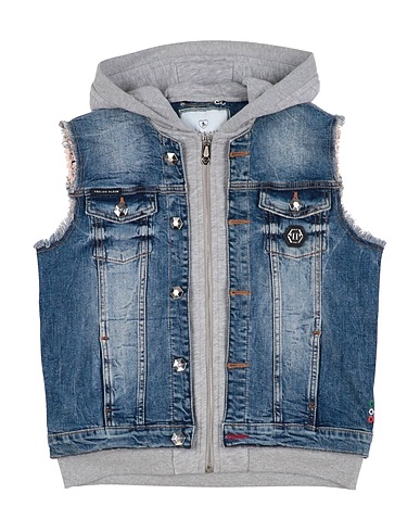 PHILIPP PLEIN Denim jacket Blue 99% Cotton, 1% Elastane