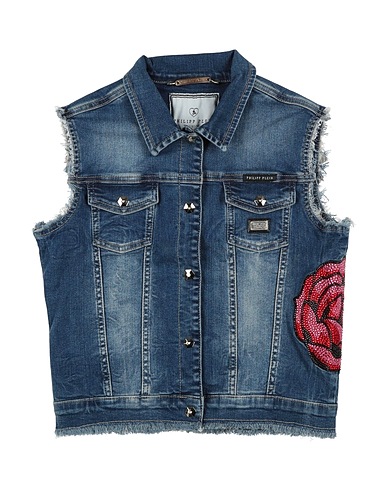 PHILIPP PLEIN Denim jacket Blue 94% Cotton, 4% Polyester, 2% Elastane