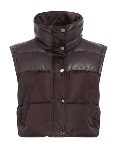 PINKO Gilet Dark brown 100% Polyamide, Polyester, Polyurethane
