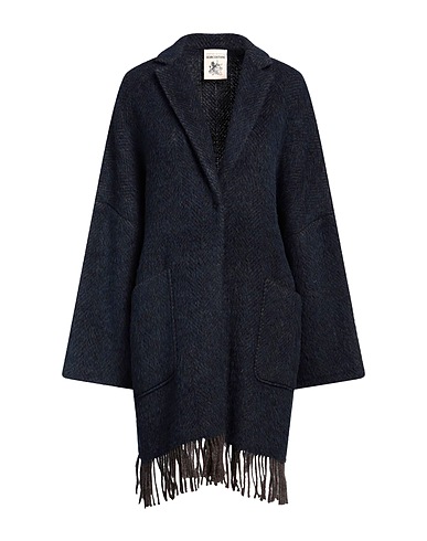 SEMICOUTURE Coat Navy blue 85% Virgin Wool, 10% Alpaca wool, 5% Polyamide