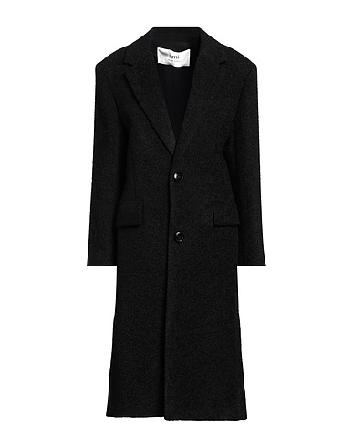 AMI ALEXANDRE MATTIUSSI Coat Black 58% Virgin Wool, 25% Llama wool, 6% Cotton, 6% Viscose, 5% Polyamide