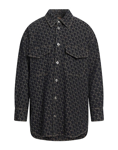 LANVIN Patterned shirt Midnight blue 100% Cotton