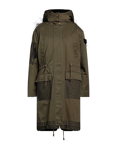REDValentino Coat Military green 100% Cotton, Polyester