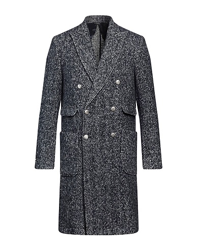 GREY DANIELE ALESSANDRINI Coat Midnight blue 60% Acrylic, 20% Wool, 15% Polyester, 5% Other Fibres