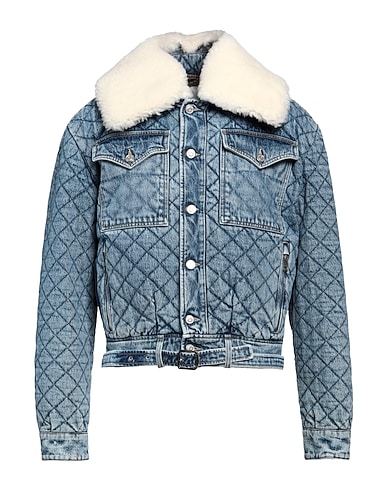 BALLY Denim jacket Blue 100% Cotton, Wool, Nylon, Lamb Shearling, Polyurethane