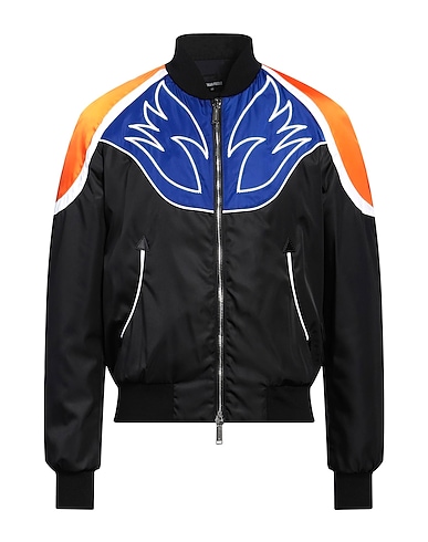 DSQUARED2 Bomber Black 100% Polyamide, Virgin Wool, Elastane, Cow leather