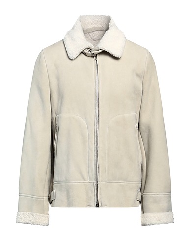 SALVATORE SANTORO Teddy Coat Light grey Ovine leather