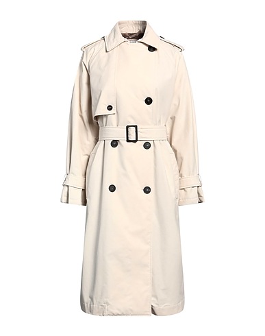 PESERICO Double breasted pea coat Ivory 64% Cotton, 36% Polyamide, Nylon