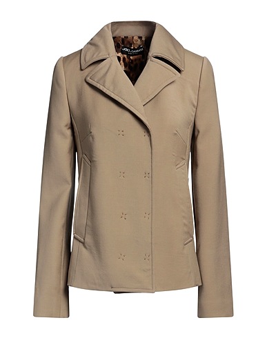 DOLCE&GABBANA Double breasted pea coat Khaki 96% Virgin Wool, 4% Lycra®