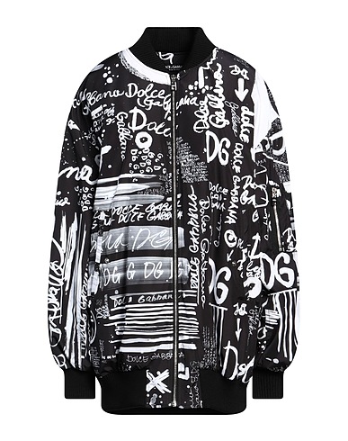 DOLCE&GABBANA Bomberjacke Schwarz 100% Polyester, Wolle, Acryl, Elastan