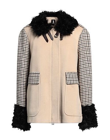 1-ONE Teddy Coat Beige 100% Virgin Wool, Polyester, Viscose, Elastane