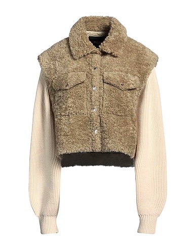 MAJE Teddy Coat Sage green 100% Polyester, Acrylic, Polyamide, Wool