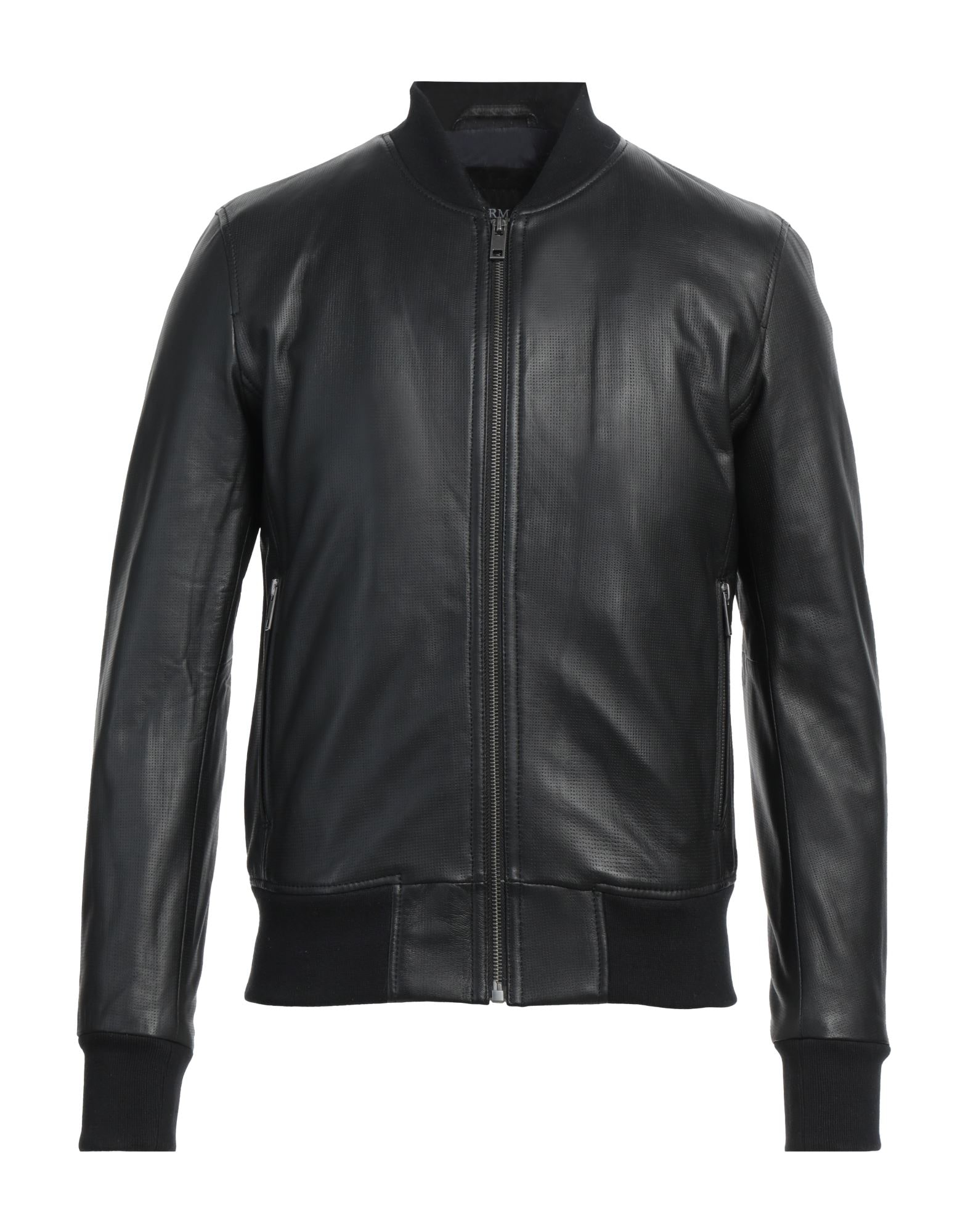 Bolongaro Trevor textured leather baseball jacket in black