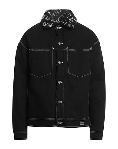 VERSACE JEANS COUTURE Denim jacket Black 100% Cotton, Polyester, Acrylic