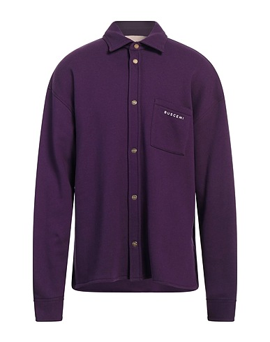 BUSCEMI Camicia tinta unita Viola 60% Cotone, 40% Poliestere, Elastan