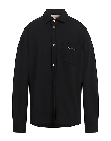 BUSCEMI Solid color shirt Black 60% Cotton, 40% Polyester, Elastane