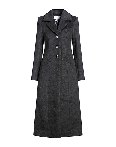 GANNI Coat Charcoal 50% Recycled wool, 40% Recycled polyester, 5% Viscose, 5% Polyamide