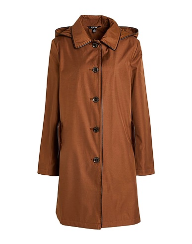 LAUREN RALPH LAUREN Full-length jacket FAUX-LEATHER-TRIM HOODED COAT
 Brown 57% Cotton, 43% Polyester