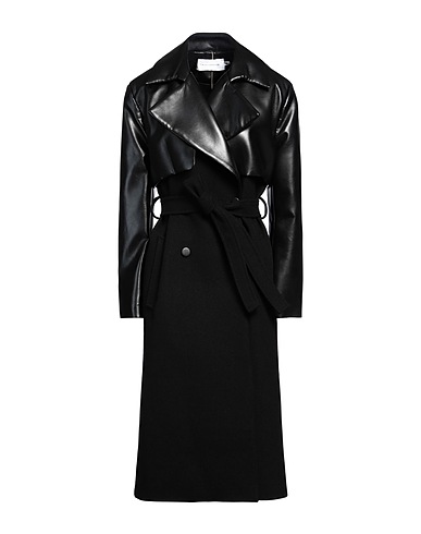 SIMONA CORSELLINI Coat Black 100% Polyester, Viscose, Polyurethane, Other Fibres