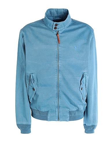POLO RALPH LAUREN Jacket GARMENT-DYED CHINO JACKET
 Pastel blue 100% Cotton, Leather