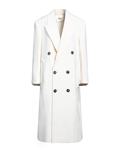 AMI ALEXANDRE MATTIUSSI Coat Ivory 90% Virgin Wool, 10% Polyamide