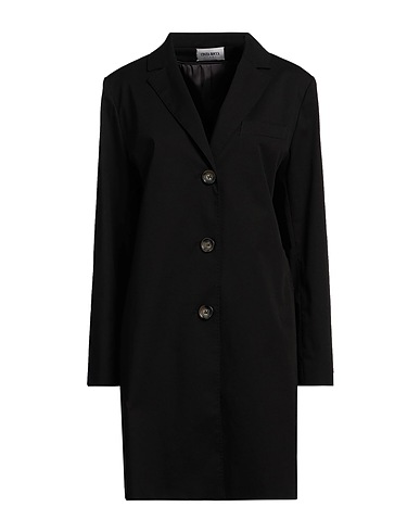 CINZIA ROCCA Full-length jacket Black 97% Cotton, 3% Elastane