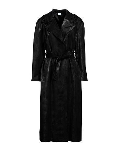 NOT AFTER TEN Double breasted pea coat Black 100% Polyurethane