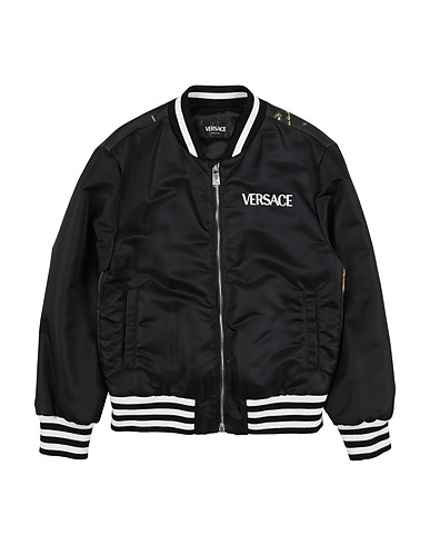 VERSACE YOUNG Jacket Black 100% Polyamide, Polyester, Cotton, Elastane