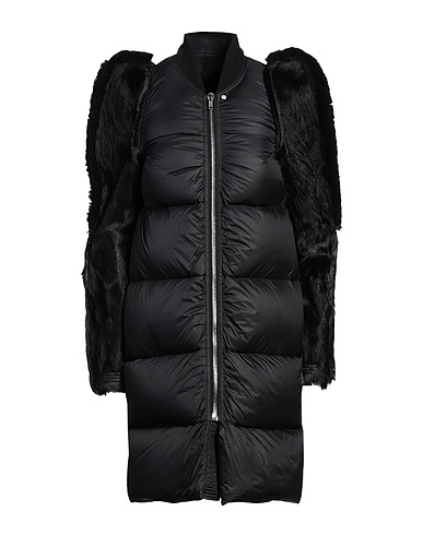 RICK OWENS Shell jacket Black 100% Polyamide, Cow leather, Calfskin, Goat fur