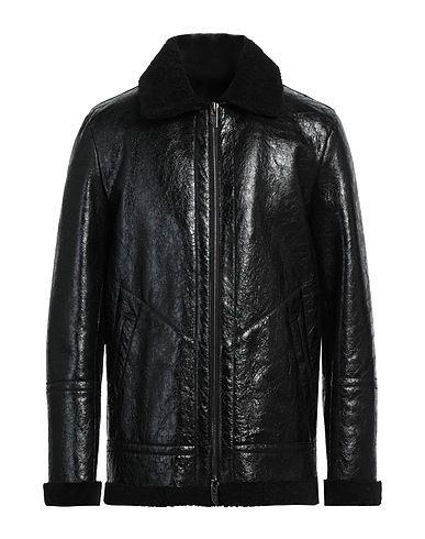 SALVATORE SANTORO Teddy Coat Black Ovine leather