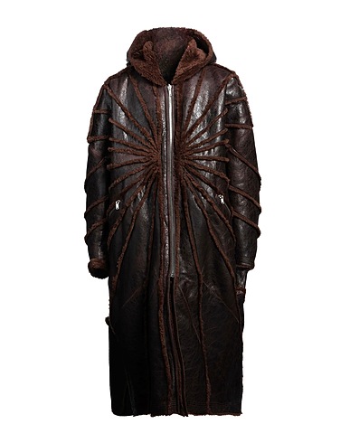 RICK OWENS Teddy Coat Dark brown 100% Lamb Shearling, Calfskin