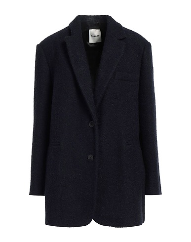 SANDRO Coat Midnight blue 32% Cotton, 24% Wool, 24% Polyester, 13% Acrylic, 7% Alpaca wool
