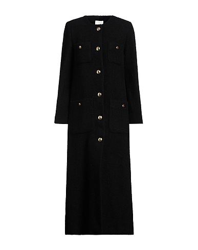 SANDRO Coat Black 38% Cotton, 25% Wool, 16% Polyester, 16% Other Fibres, 5% Alpaca wool