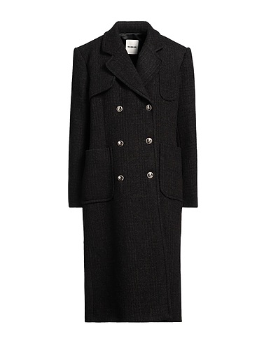 SANDRO Coat Dark brown 100% Virgin Wool