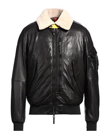 PARAJUMPERS Bomberjacke Schwarz 100% Lammleder, Wolle, Polyester