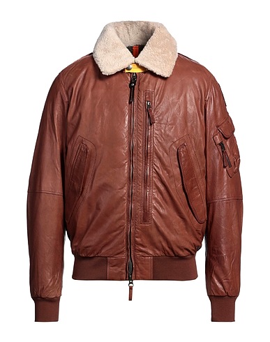 PARAJUMPERS Leather jacket 100% Lambskin, Wool, Polyester