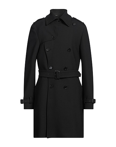PAOLONI Full-length jacket Black 53% Virgin Wool, 44% Polyester, 3% Elastane