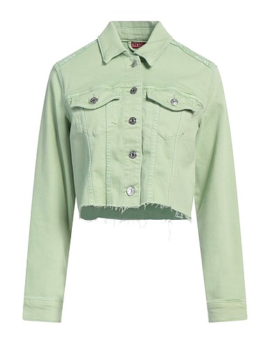 GUESS Denim jacket Light green 96% Cotton, 3% Elastomultiester, 1% Elastane