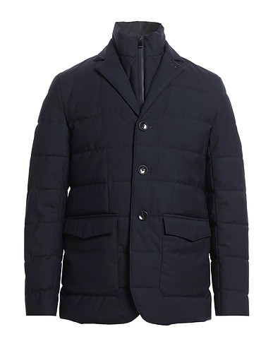 PAOLONI Shell jacket Navy blue 52% Wool, 48% Polyester, Polyurethane