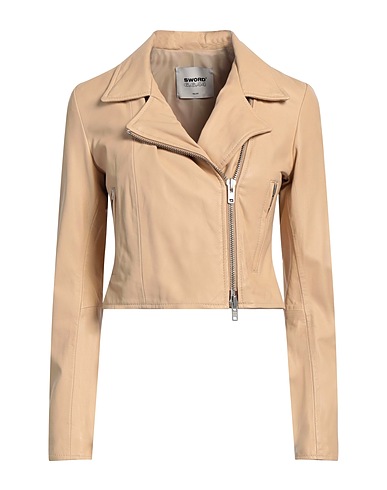 SWORD 6.6.44 Biker jacket Beige 100% Leather