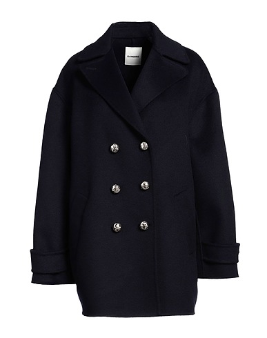 SANDRO Coat Navy blue 100% Wool