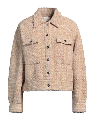 SANDRO Jacket Beige 30% Polyamide, 30% Acrylic, 22% Synthetic fibers, 11% Cotton, 7% Wool