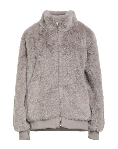 SANDRO Teddy Coat Grey 100% Polyester, Polyurethane