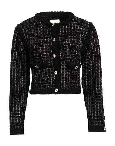 SANDRO Jacket Black 64% Polyester, 13% Wool, 12% Metallic fiber, 6% Polyamide, 5% Cotton