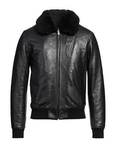SANDRO Teddy Coat Black Cowhide, Cotton, Polyamide, Elastane
