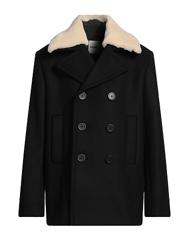 SANDRO Coat Black 80% Wool, 19% Polyamide, 1% Other Fibres