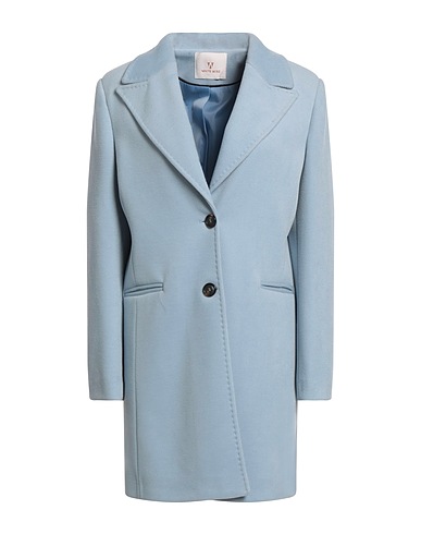 WHITE WISE Coat Sky blue 91% Polyester, 9% Viscose